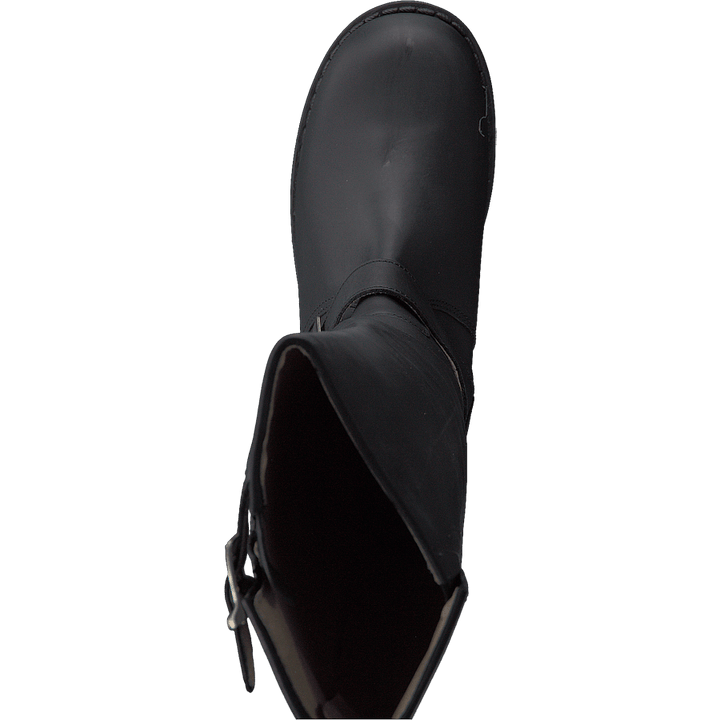 High Zip Back Black Shiny Silver