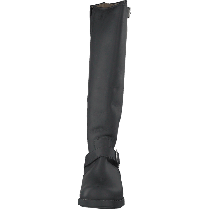 High Zip Back Black Shiny Silver