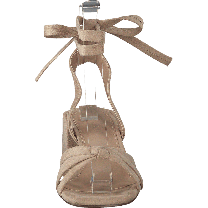 Faux Suede Ankle Strap Heels Beige