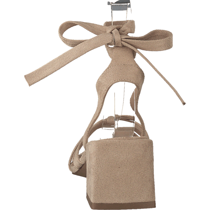 Faux Suede Ankle Strap Heels Beige