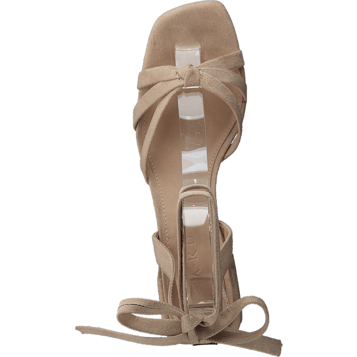 Faux Suede Ankle Strap Heels Beige