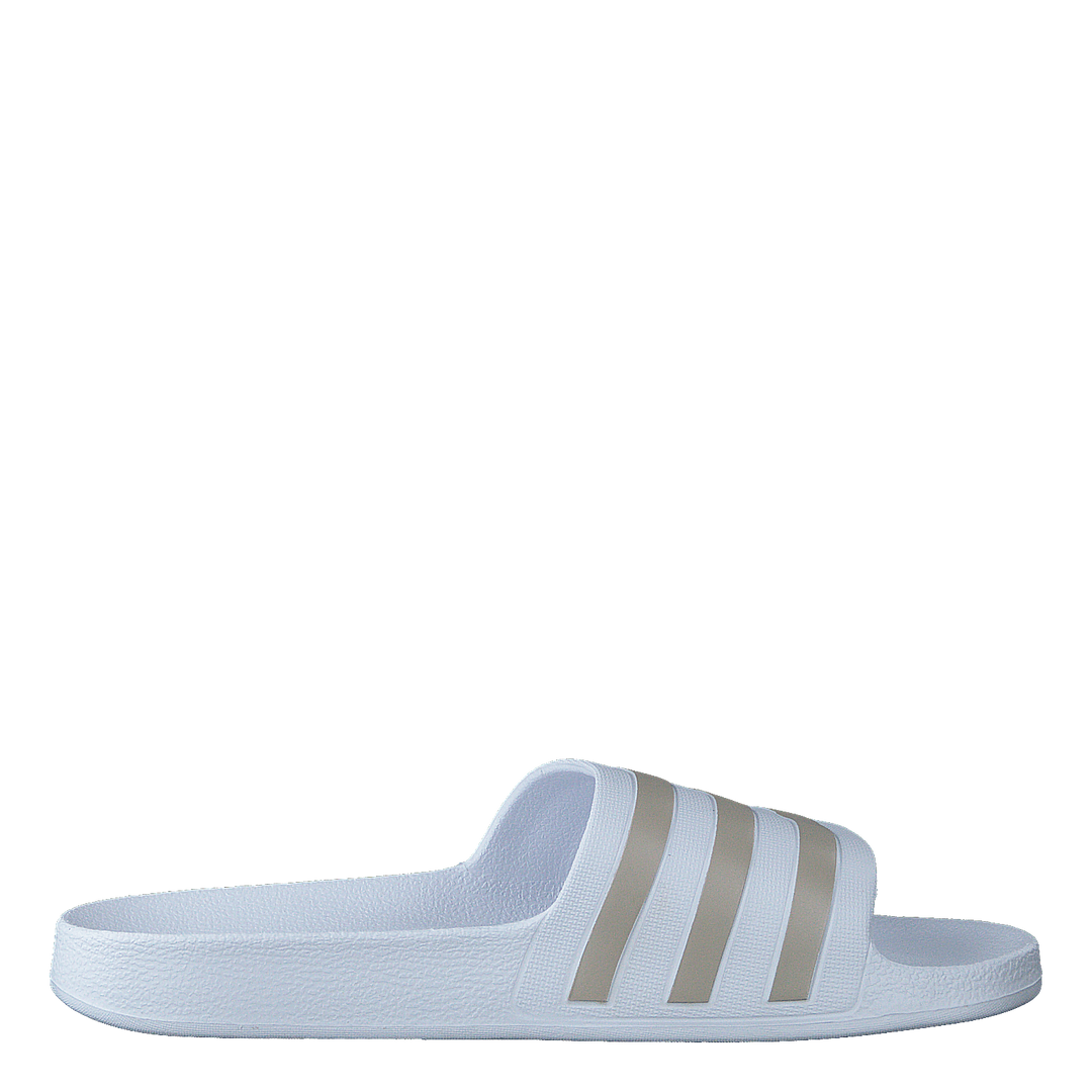 Adilette Aqua Slides Cloud White / Platinum Metallic / Cloud White