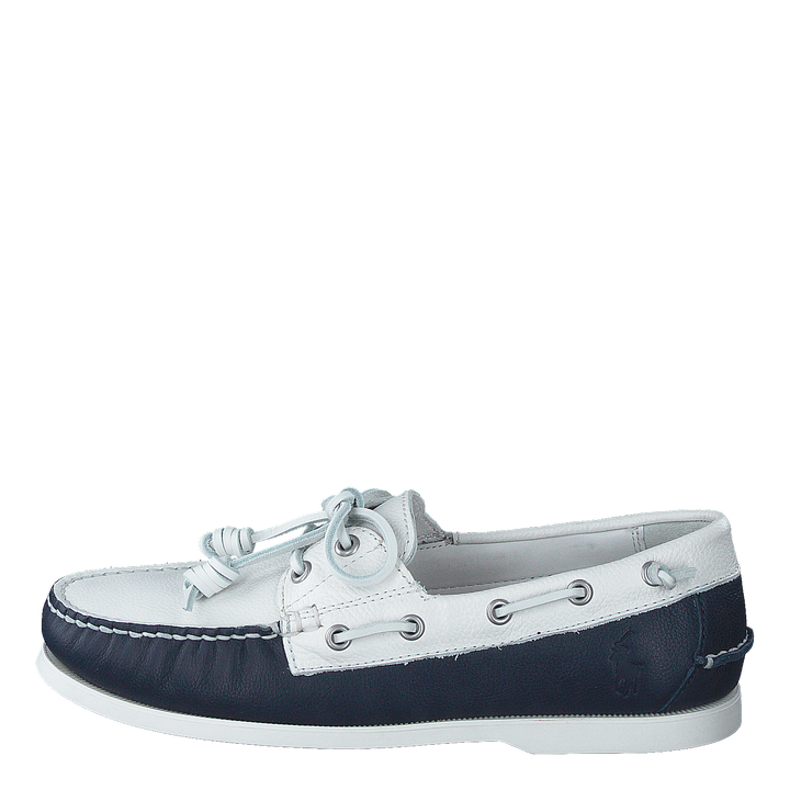 Merton Two-Tone Leather Boat Shoe Cream / Navy