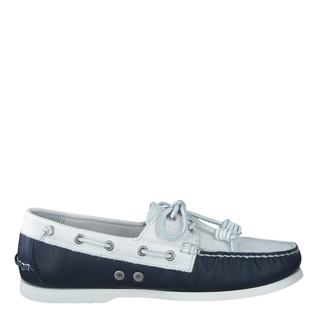 Merton Two-Tone Leather Boat Shoe Cream / Navy