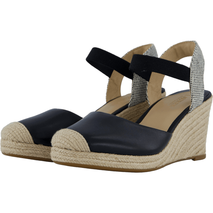 Pearle II Leather &amp; Canvas Espadrille Black / Natural / Black
