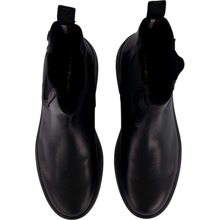 Minimal Leather Chelsea Logota Black