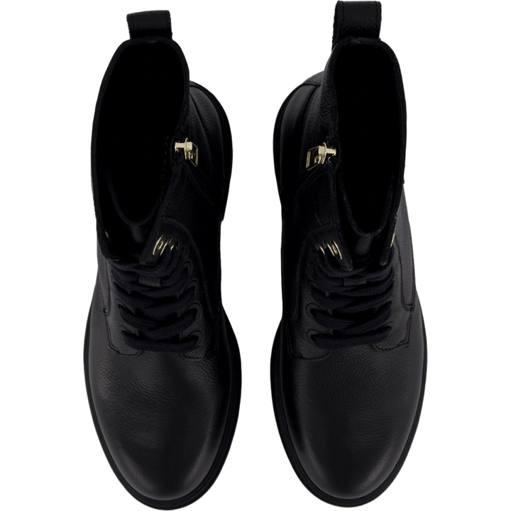 Bicolor Leather Lace-up Black