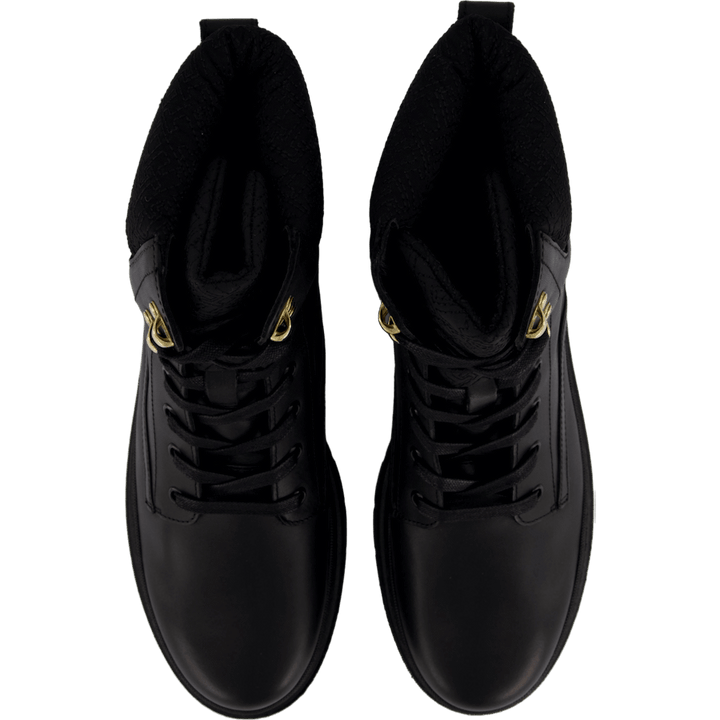 Cleated Lace-up Lthr Mix Mono  Black