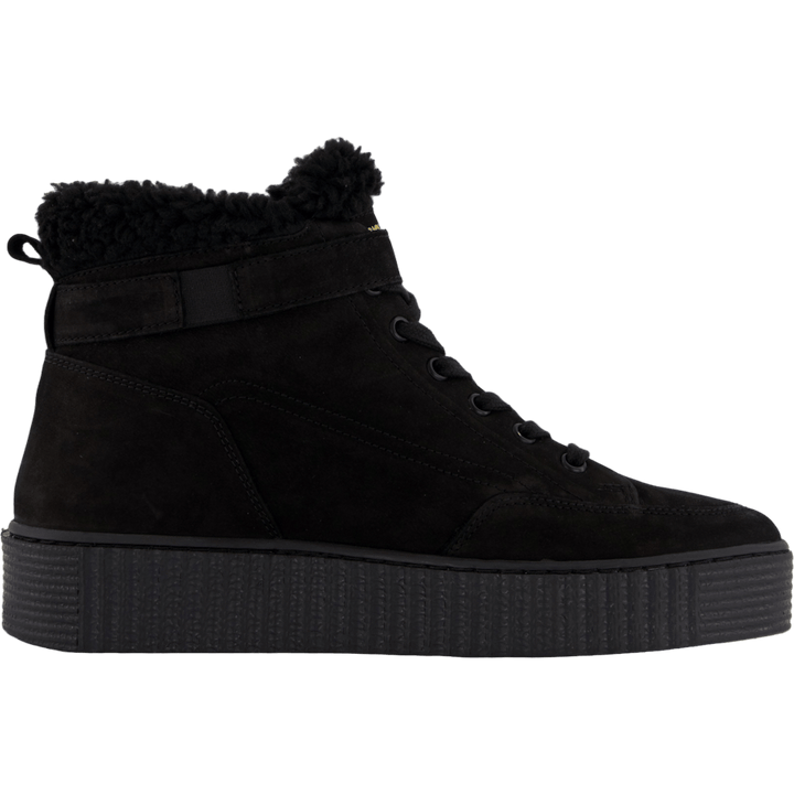 Faux Fur Nubuck Low Lace-up Black