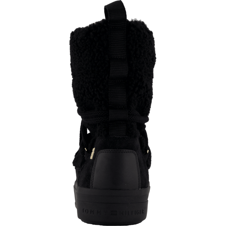 Lace-up Faux Shearling Snowboo Black