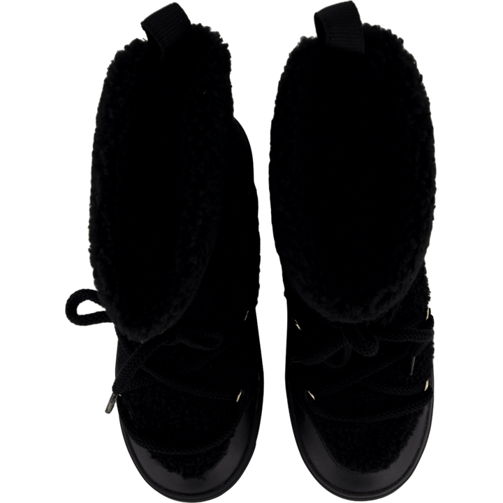Lace-up Faux Shearling Snowboo Black
