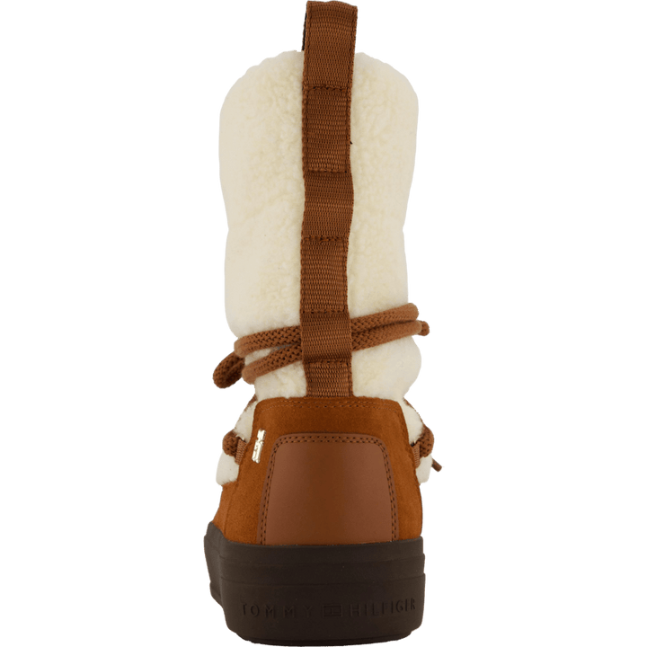 Lace-up Faux Shearling Snowboo Cognac Brown