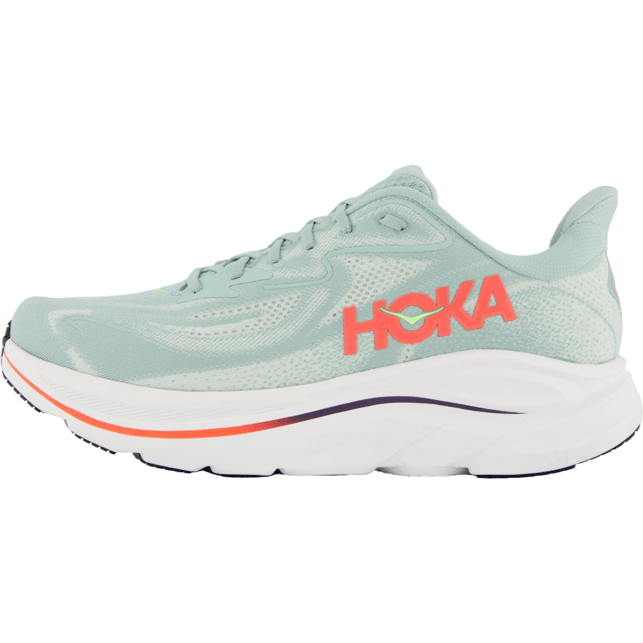 M clifton 10 wide Sage / neon flame by Hoka