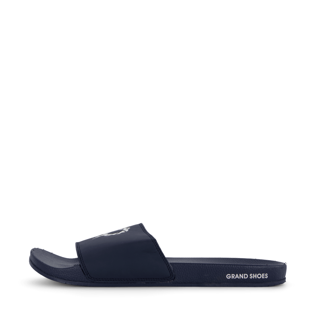 Lounge Slide Navy / White - Grand Shoes